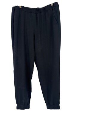 Talbots Black Elastic-Waist Tapered Pants Size 10 joggers pockets womens